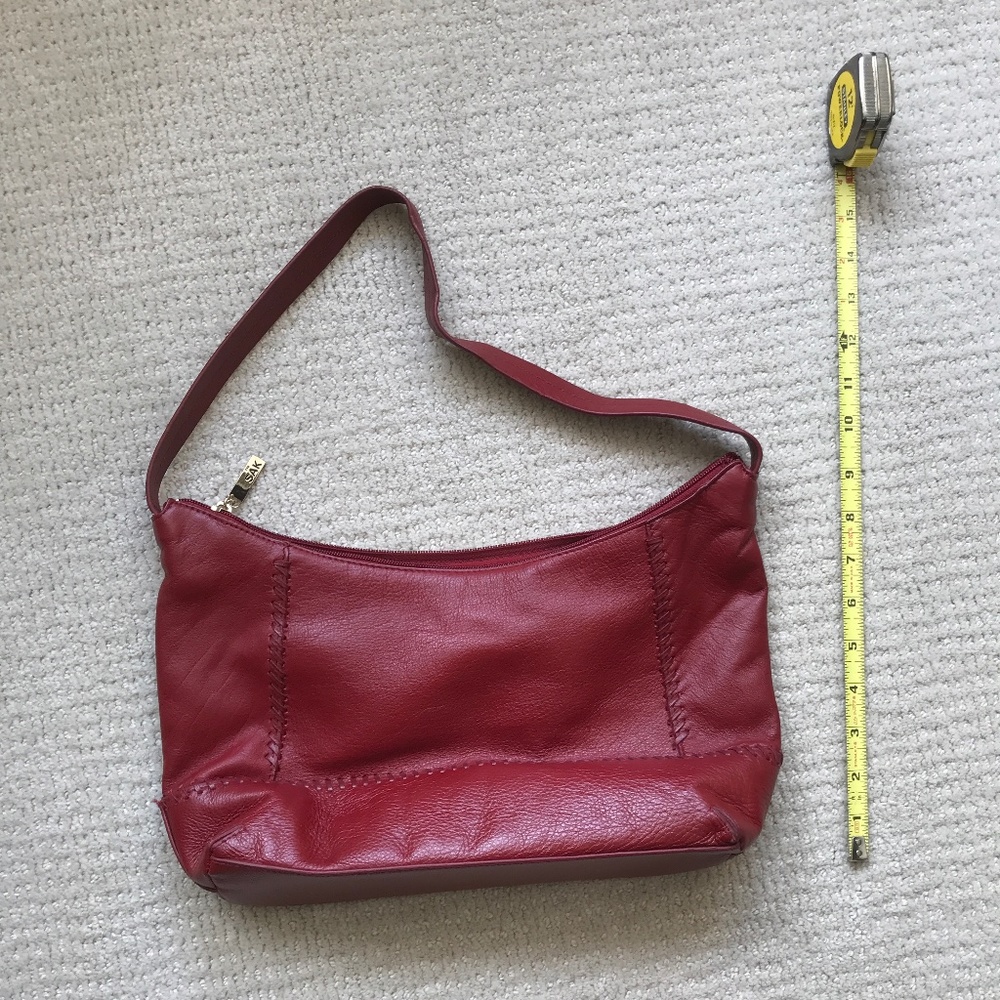 Red Leather Original SAK Purse Handbag Stitched